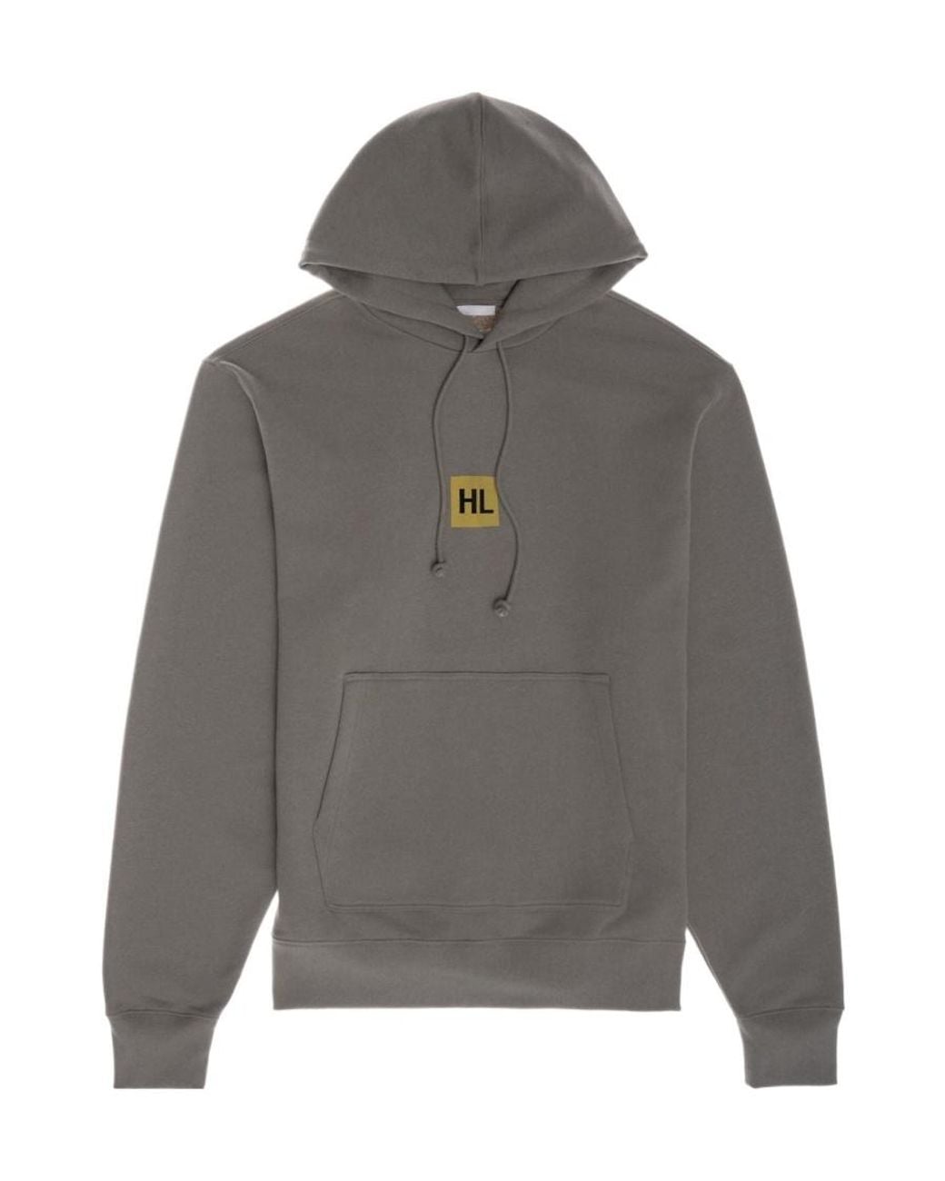 Helmut Lang Gray Drawstring Graphic-Print Hoodie for men