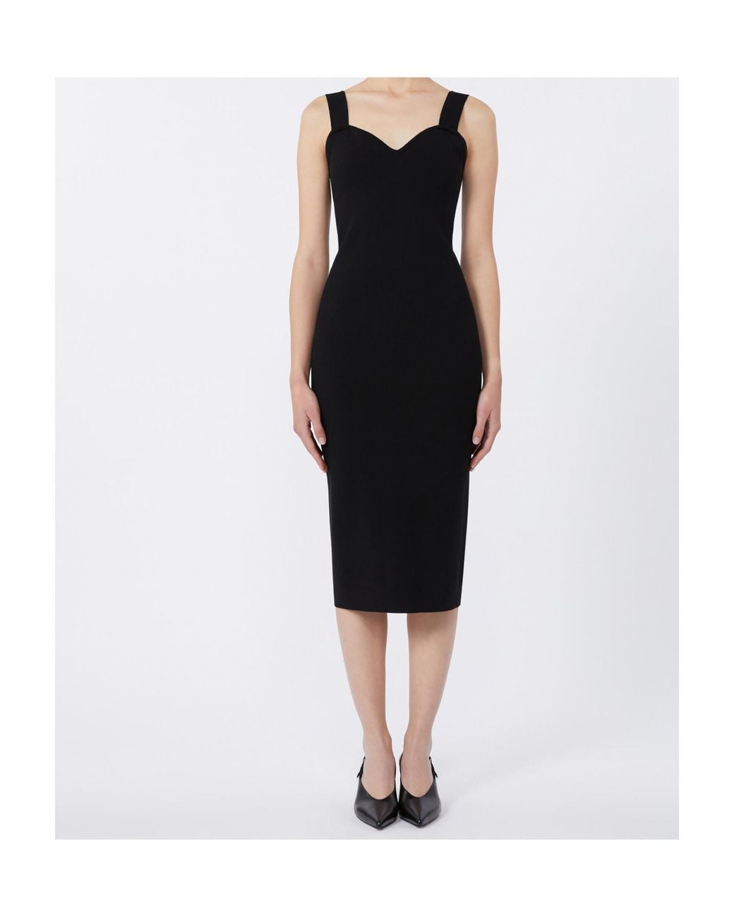 Max Mara Black Teak Compact Midi Dress