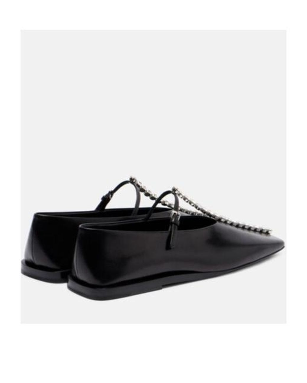 Jil Sander Black Crystal-Embellished Leather Ballet Flats