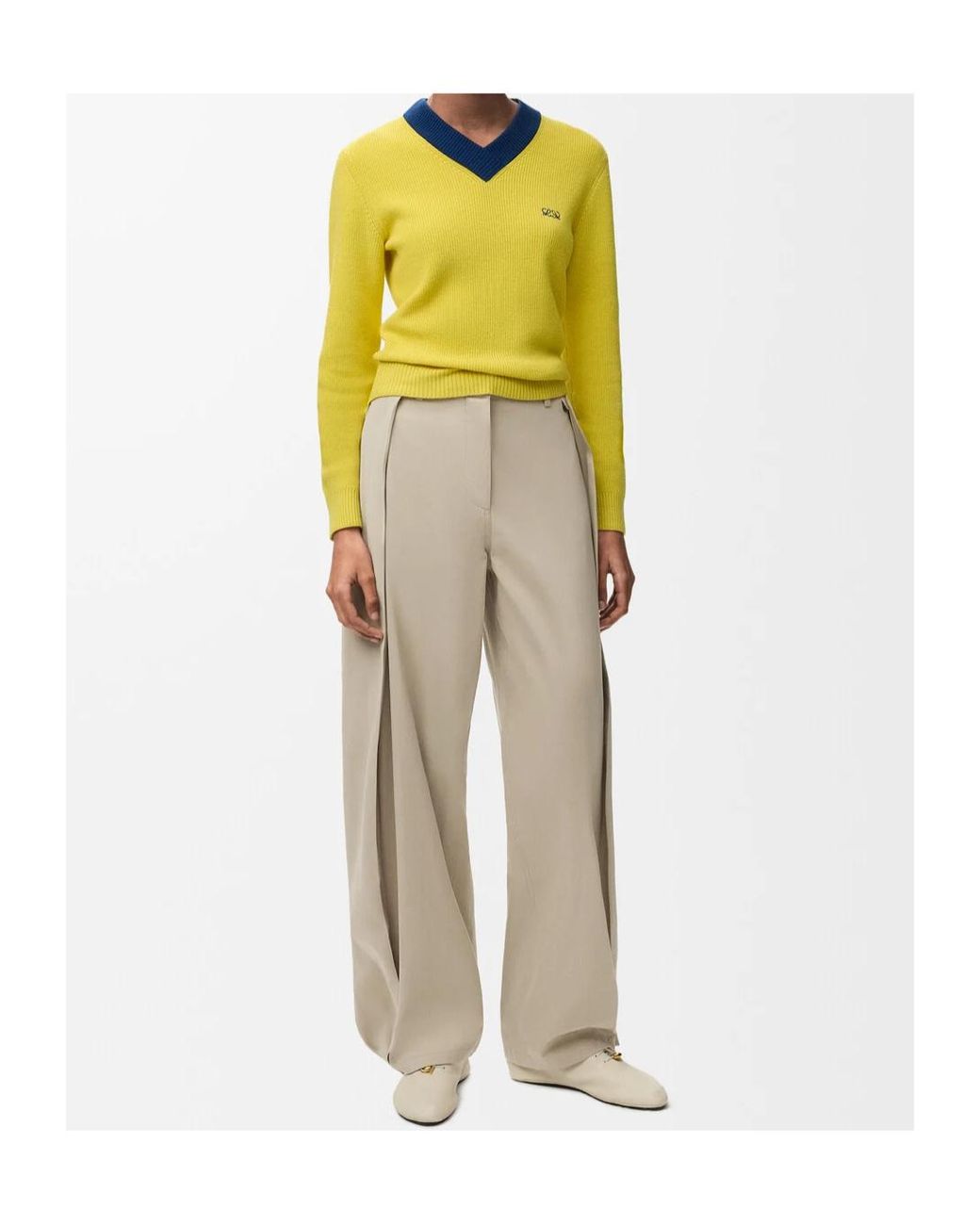 Loewe White Pleated Wide Leg Trousers