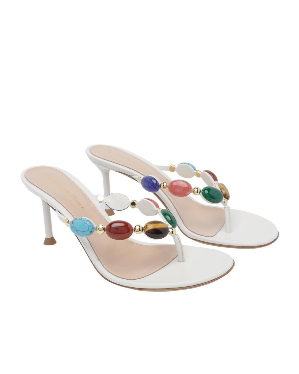 Gianvito Rossi White Shanti Embellished Heeled Sandals
