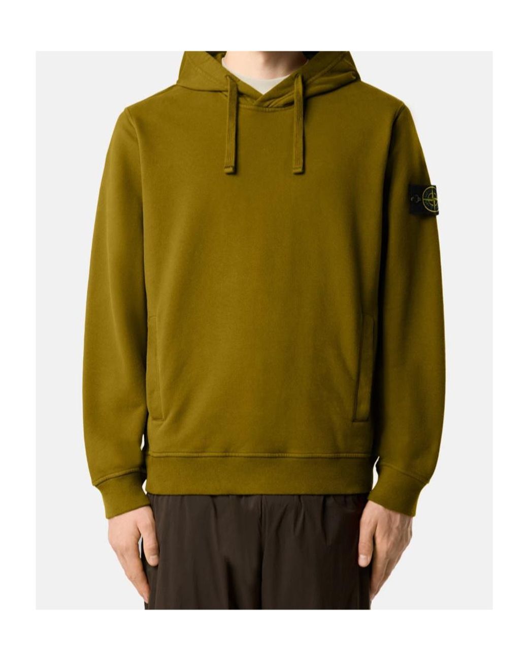 Stone Island Green Logo Patch Hoodie for men