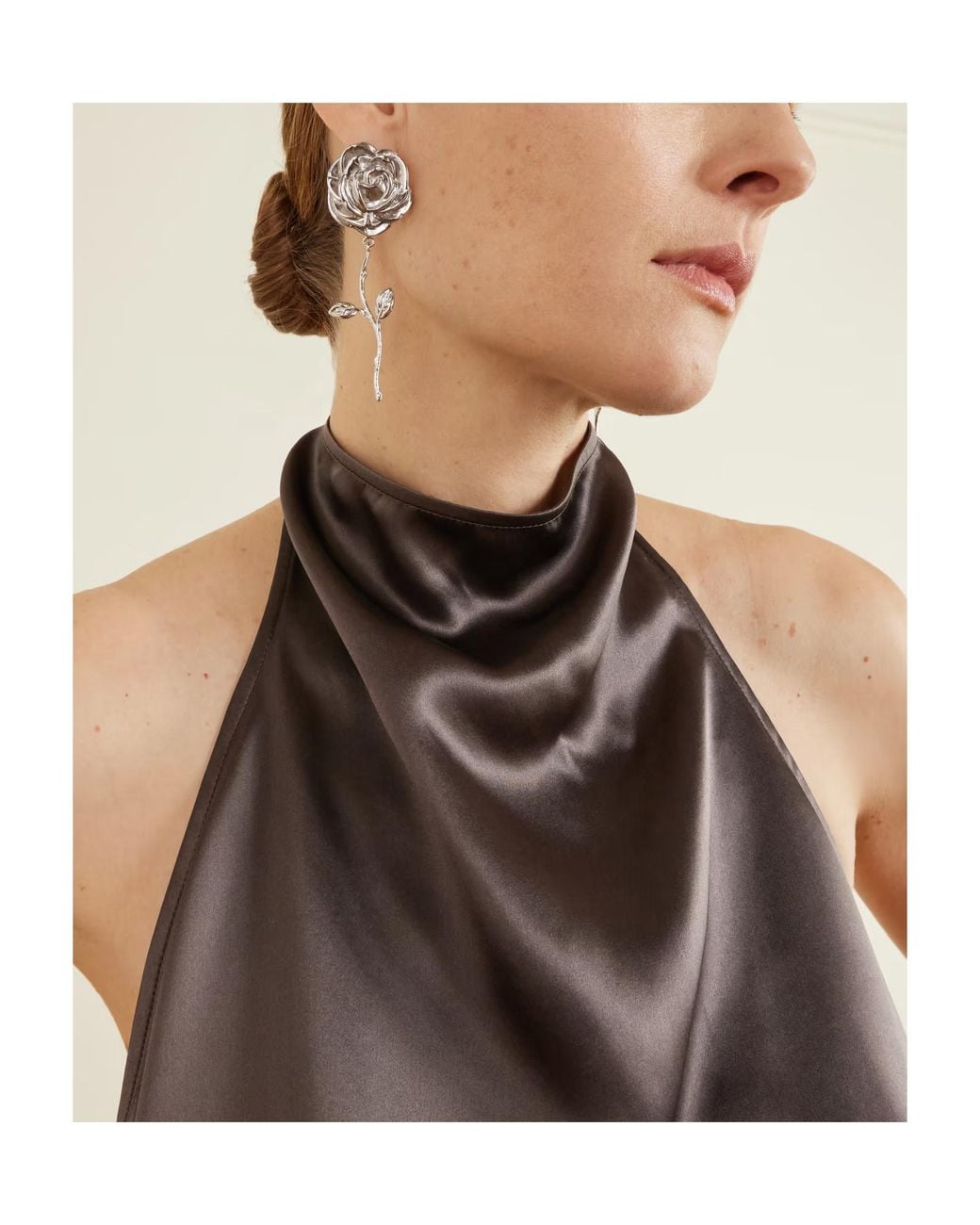 Magda Butrym White Rose Stem Earrings
