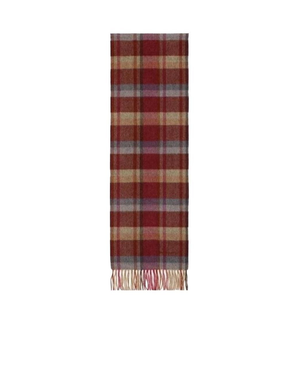 Ferragamo Red Plaid Detail Scarf