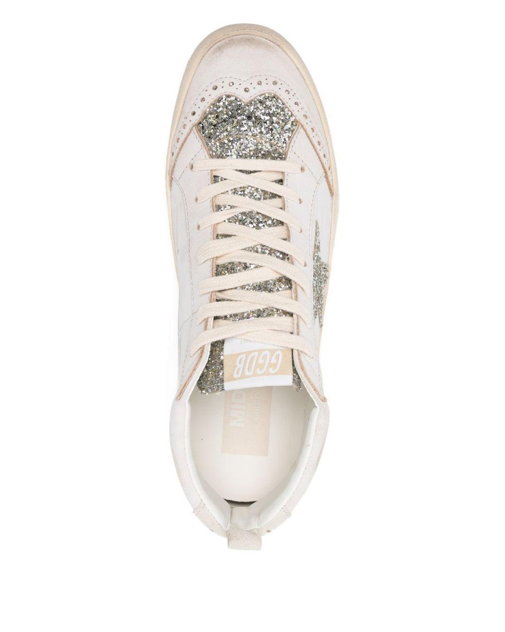 Golden Goose Deluxe Brand White Mid Star Glittered Sneakers