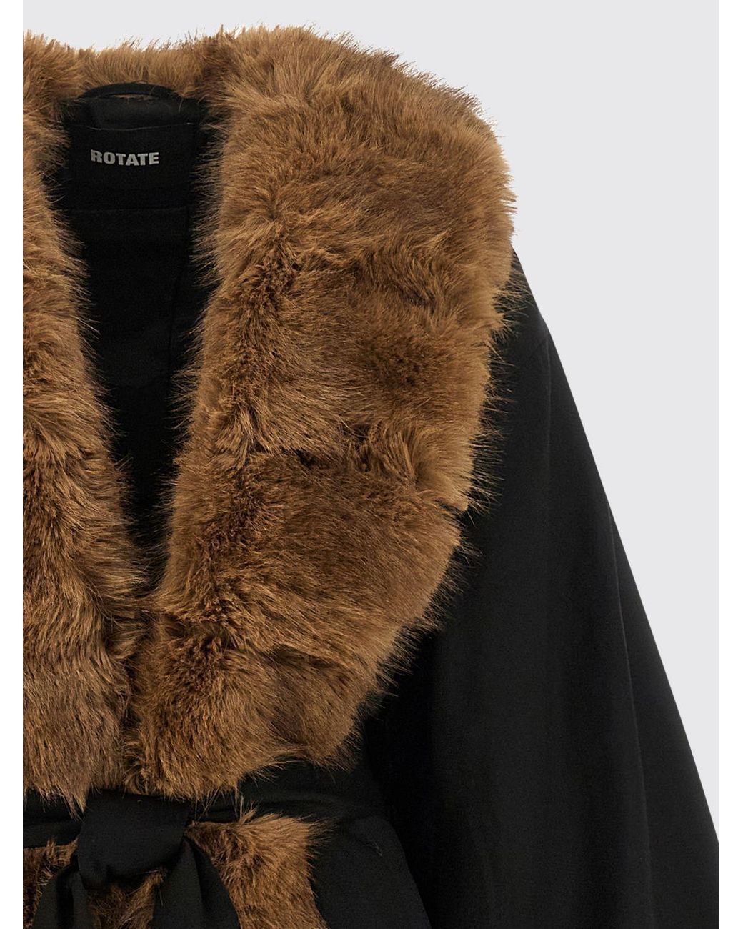 ROTATE BIRGER CHRISTENSEN Black Faux Fur Collar Peplum Jacket
