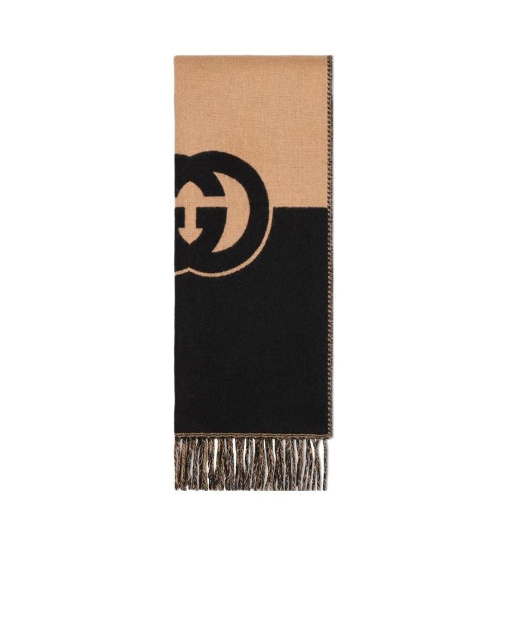 Gucci Black Wool With Interlocking G Scarf, Wool for men