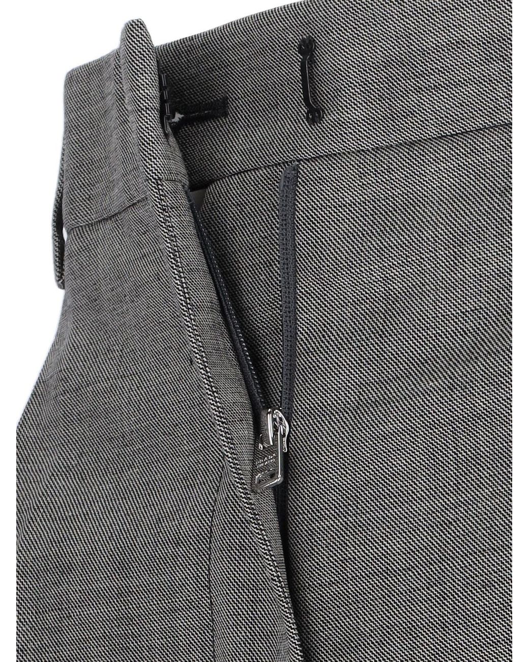 Prada Gray Pleated Tailored Trousers