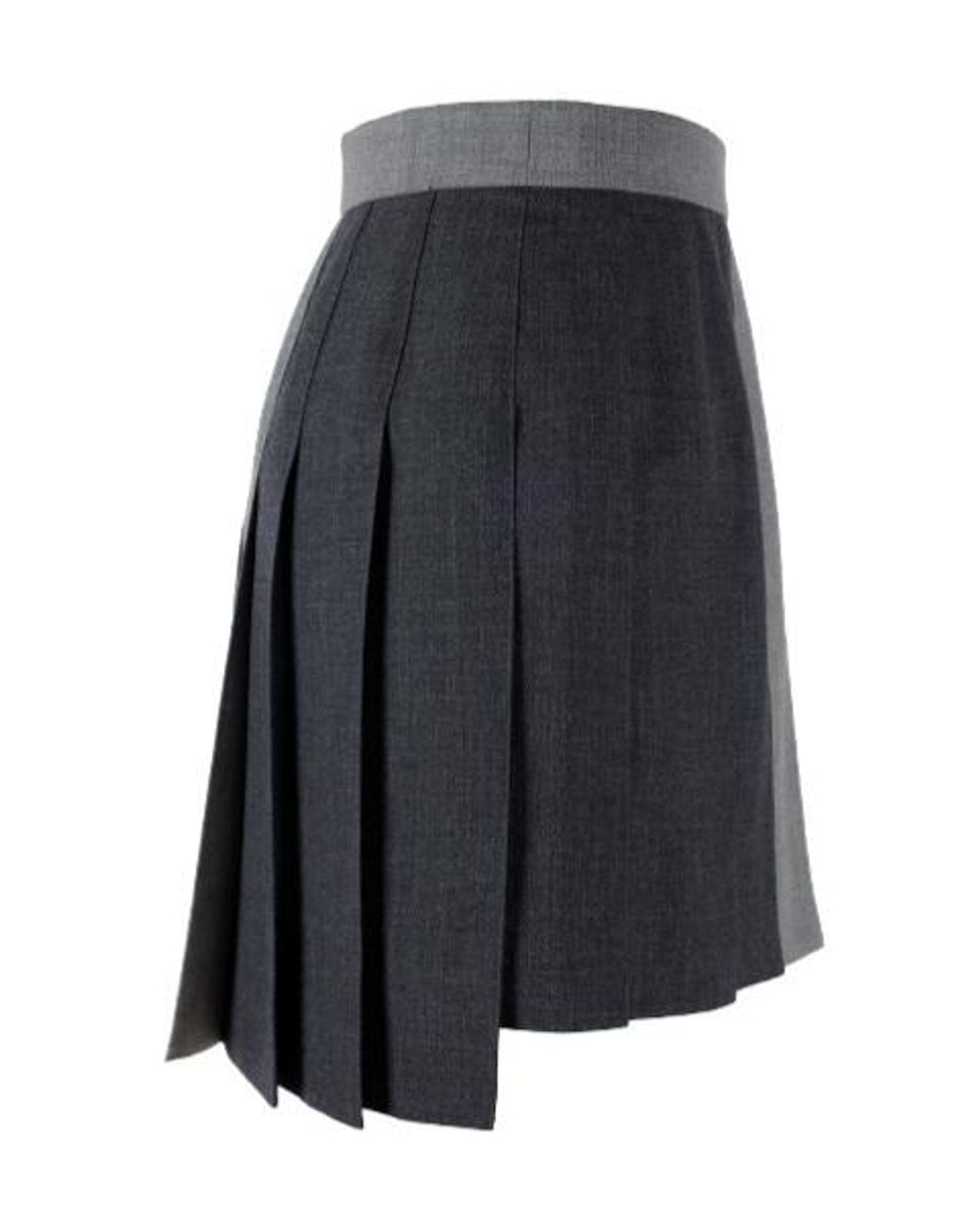 Thom Browne Gray Rwb Striped Pleated Mini Skirt