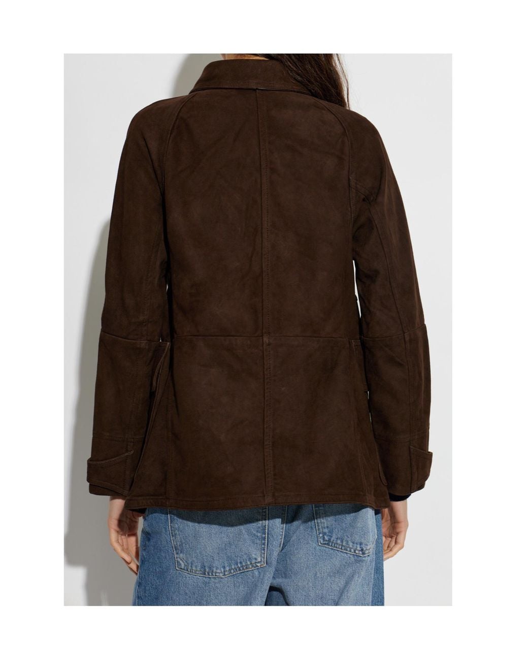 AllSaints Brown Roiya Buttoned Leather Jacket