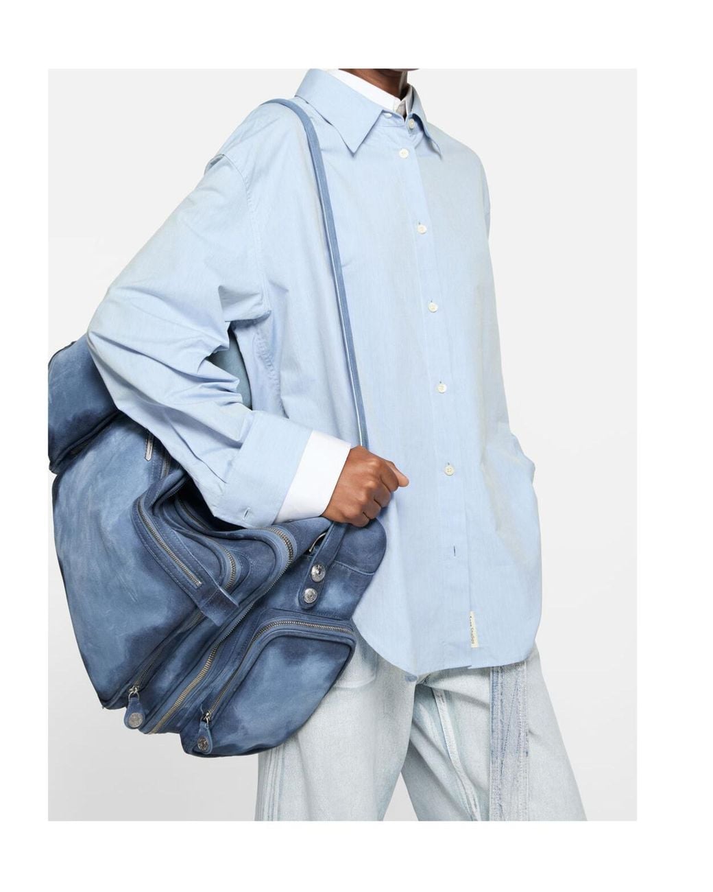 Acne Blue Layered Button-Up Shirt