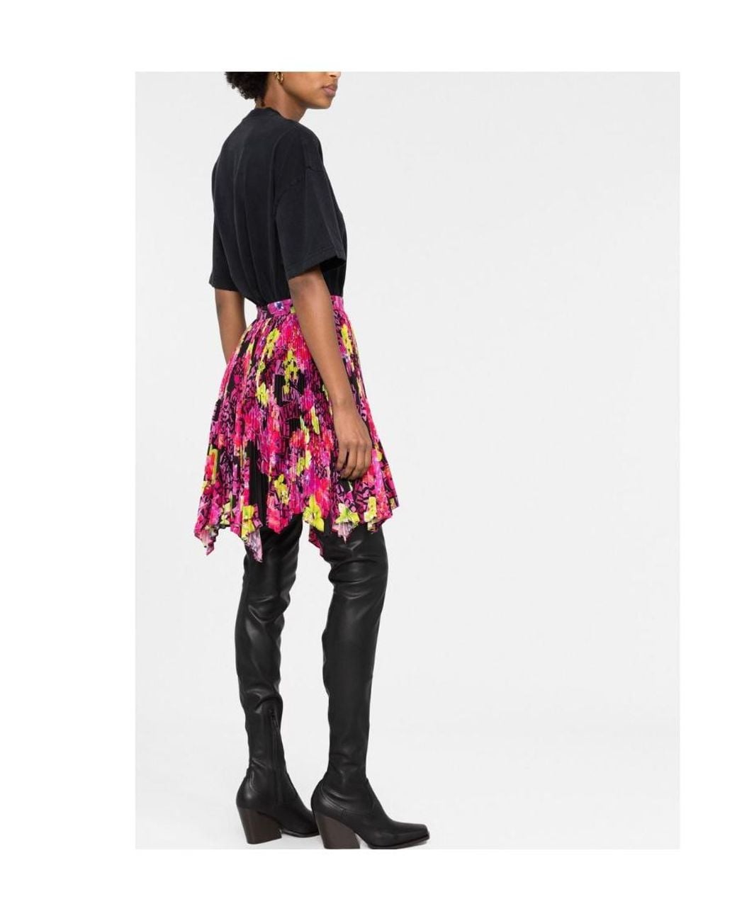Versace Multicolor Off-Shoulder Long-Sleeve Bodysuit