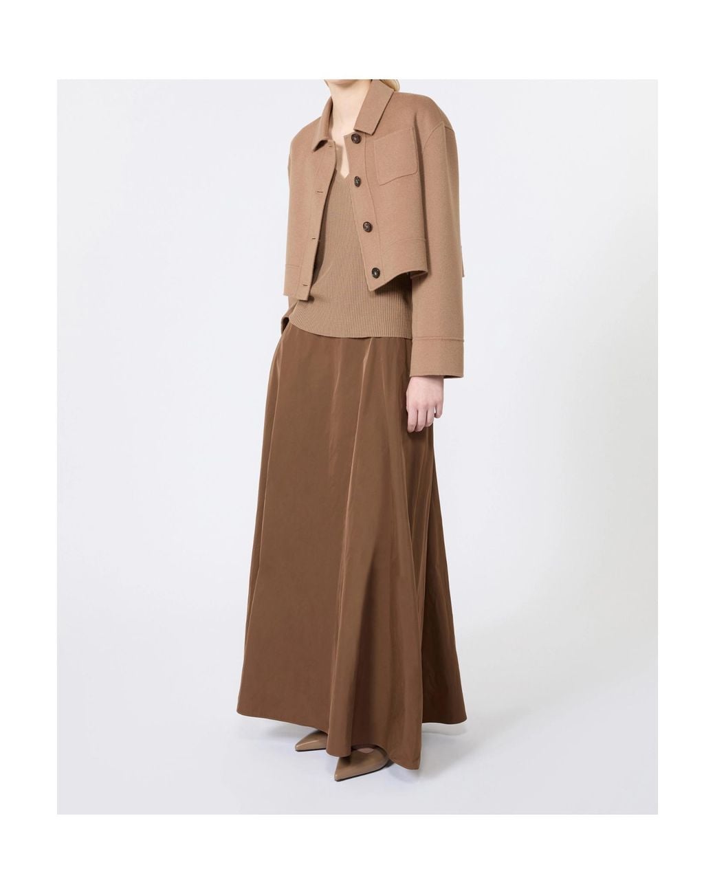 Max Mara Natural Ribbed V-Neck Top