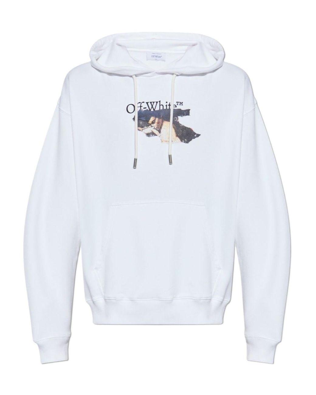 Off-White c/o Virgil Abloh Blue Logo Printed Drawstring Hoodie for men