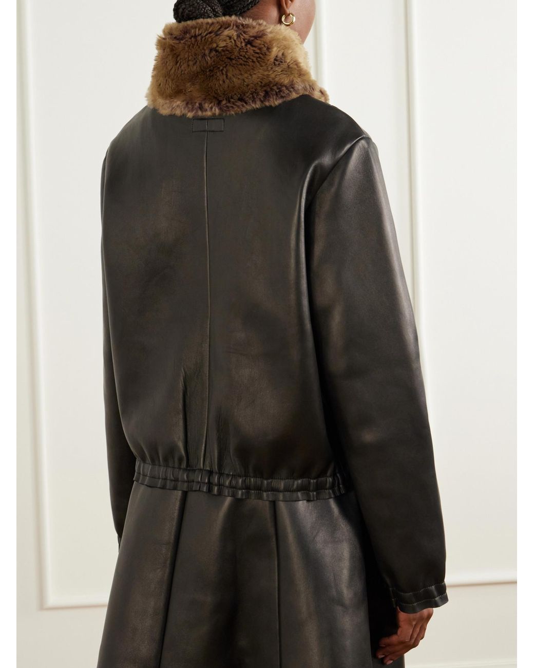 Stouls Black So Linda Shearling-Trimmed Leather Jacket