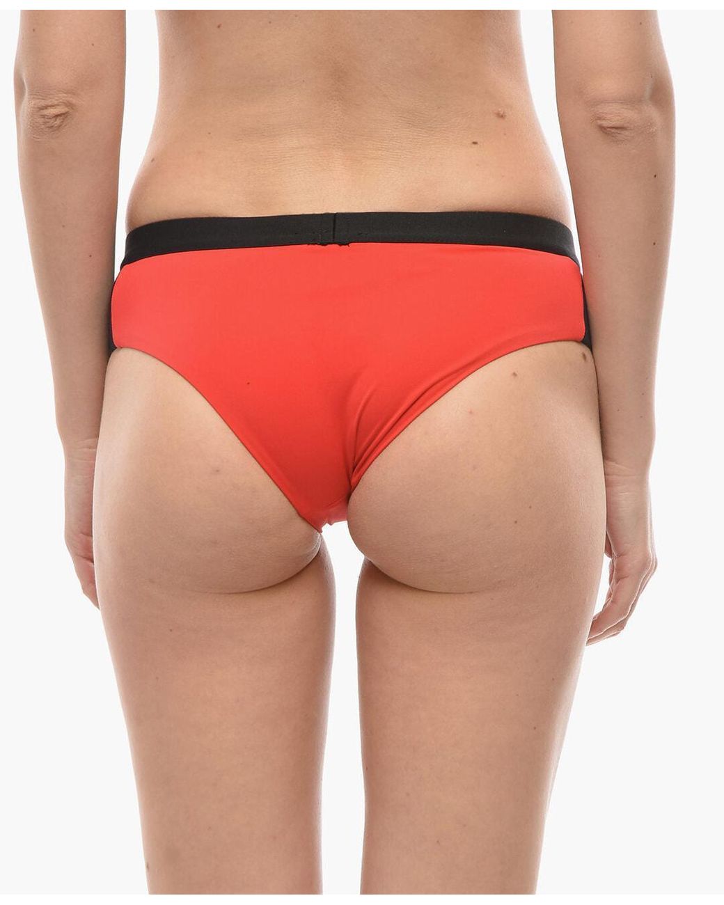Karl Lagerfeld Red Sport Bikini Briefs With Logo Elastic Waistband