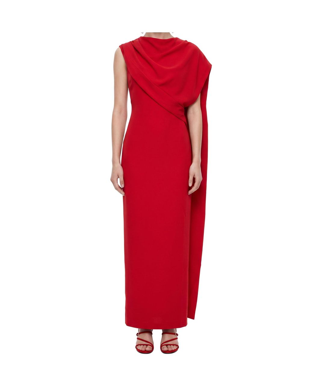 Roland Mouret Red Asymmetric Cape Gown