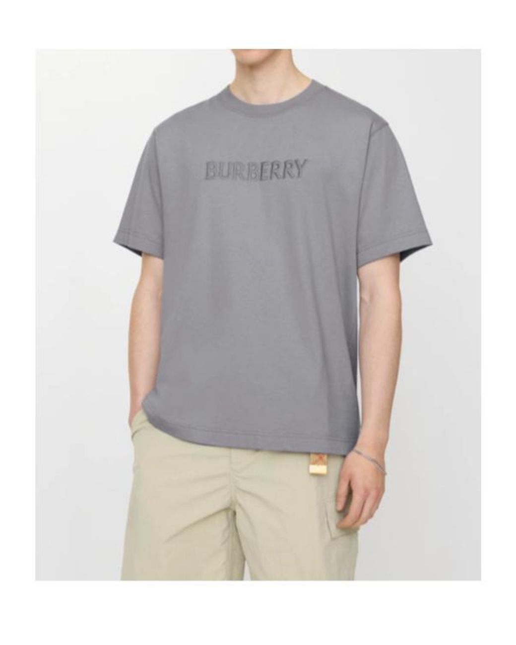 Burberry Gray Ryan Logo T-Shirt for men