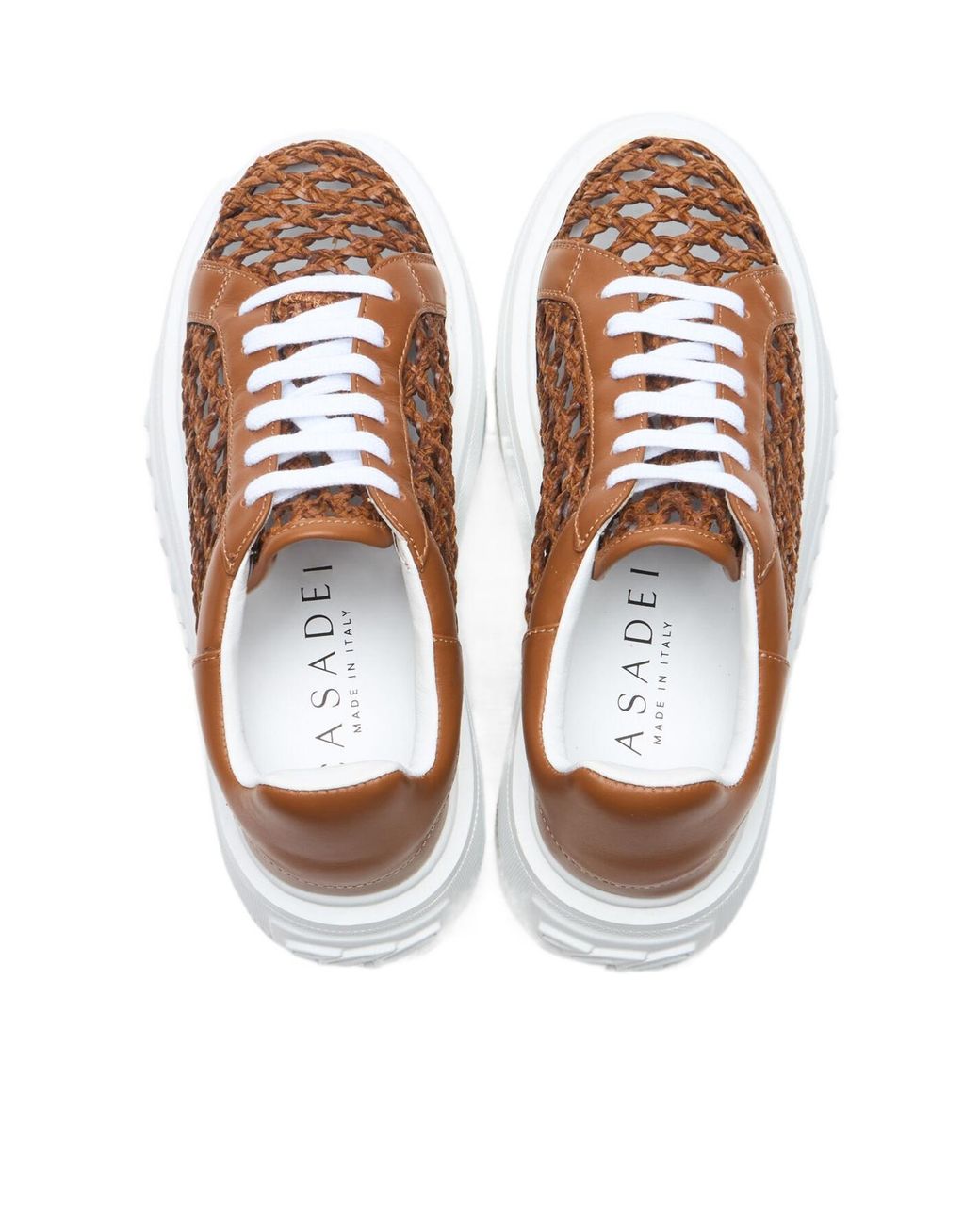 Casadei White Nexus Versilia Woven Platform Sneakers