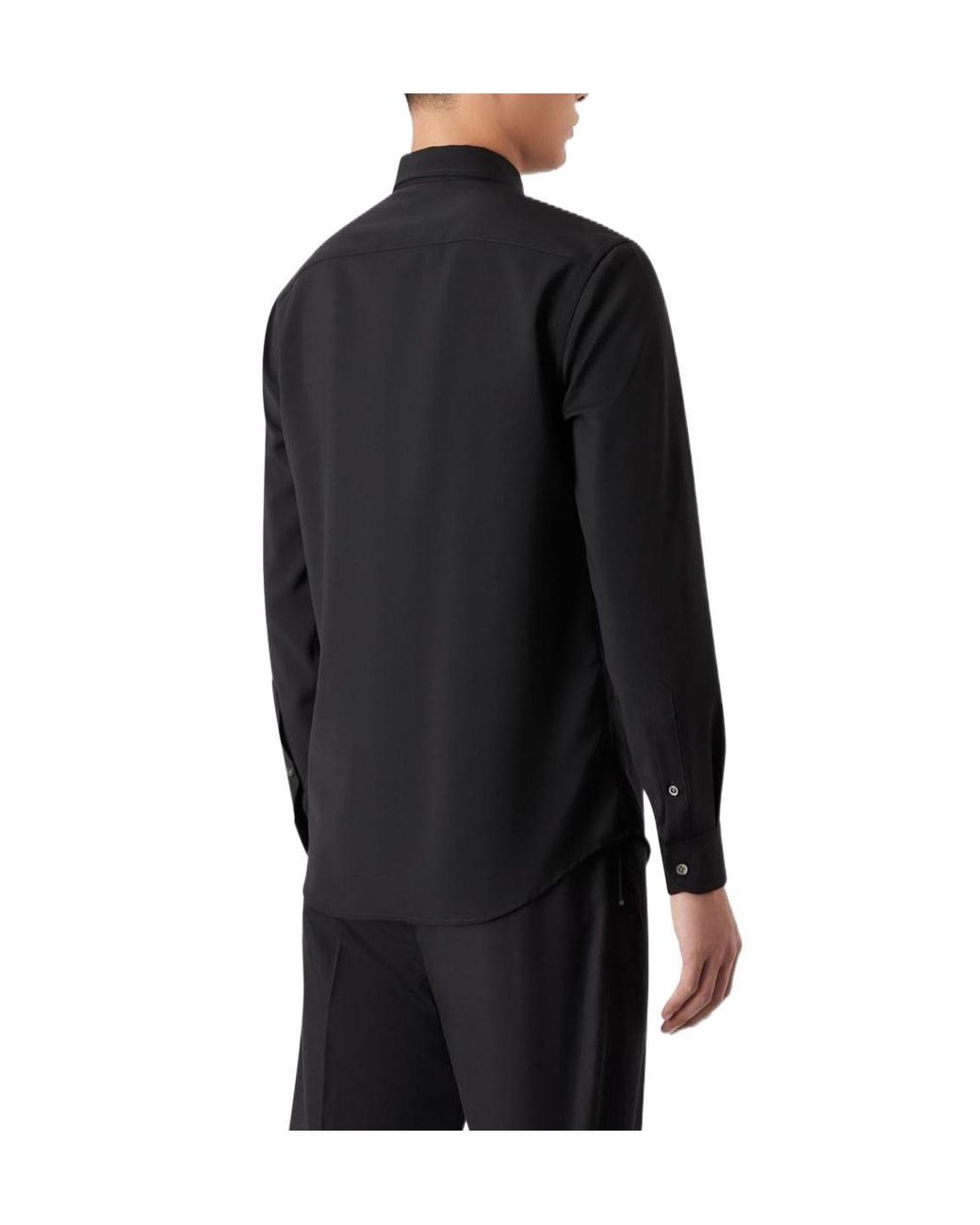 Emporio Armani Black Pointcollar Longsleeve Shirt for men