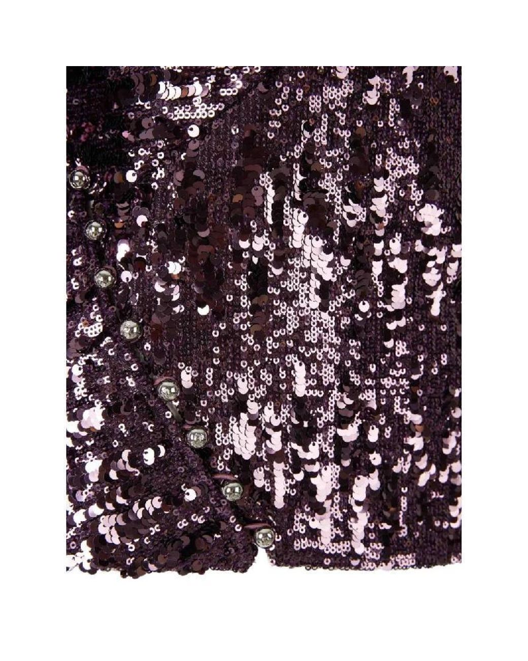 Rabanne Purple Sequin-Detail Long-Sleeve Top