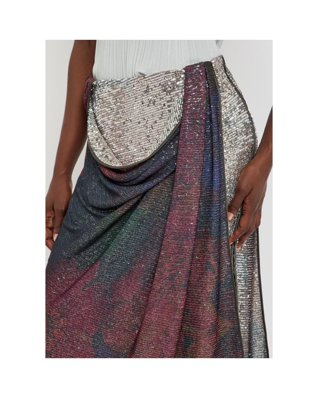 Maison Margiela Brown Sequin Printed Tulle Skirt