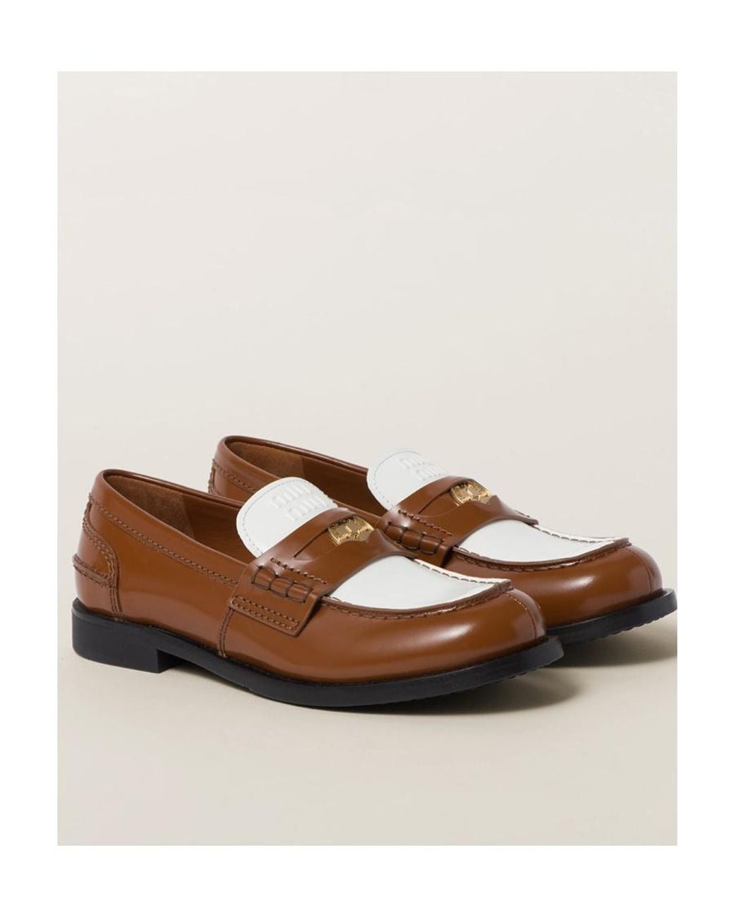 Miu Miu Brown Leather Penny Loafers
