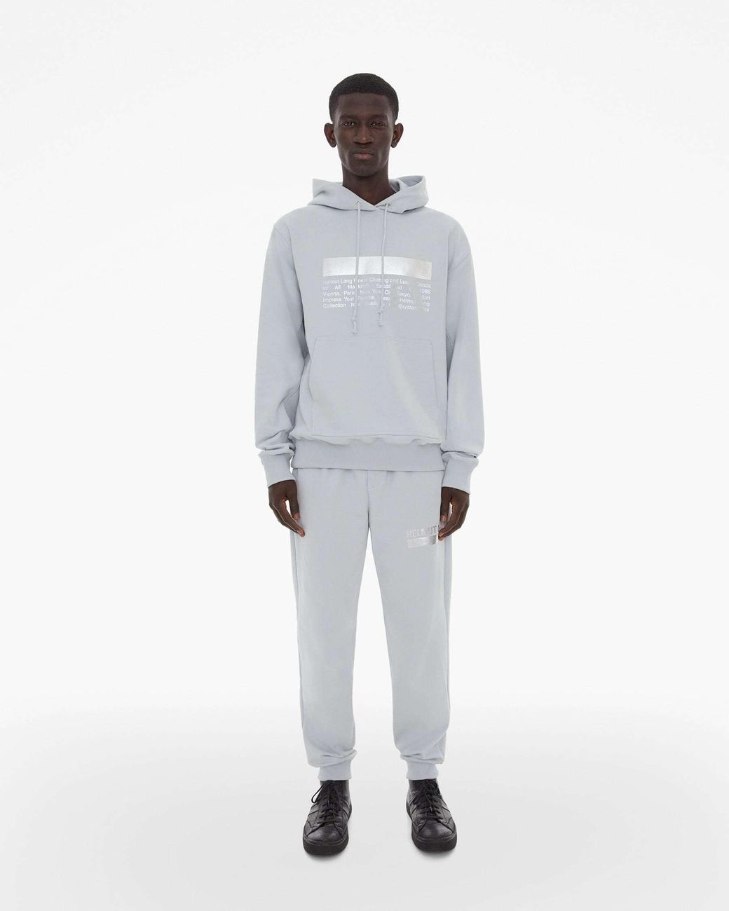 Helmut Lang Gray Space Logo Hoodie for men