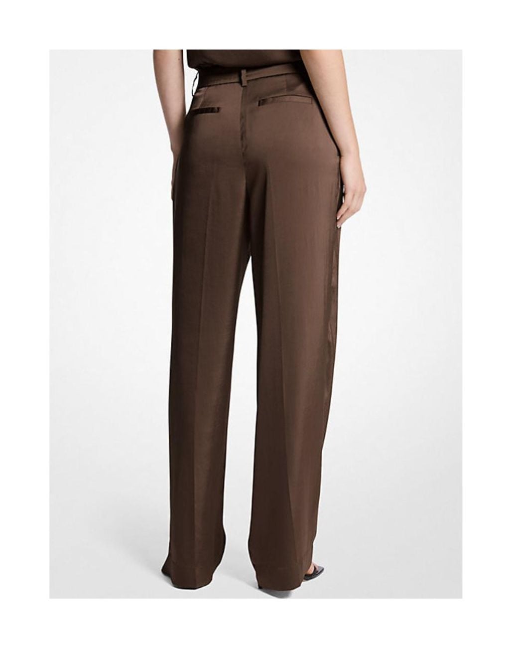 MICHAEL Michael Kors Brown Drapey Satin Wide Leg Pants