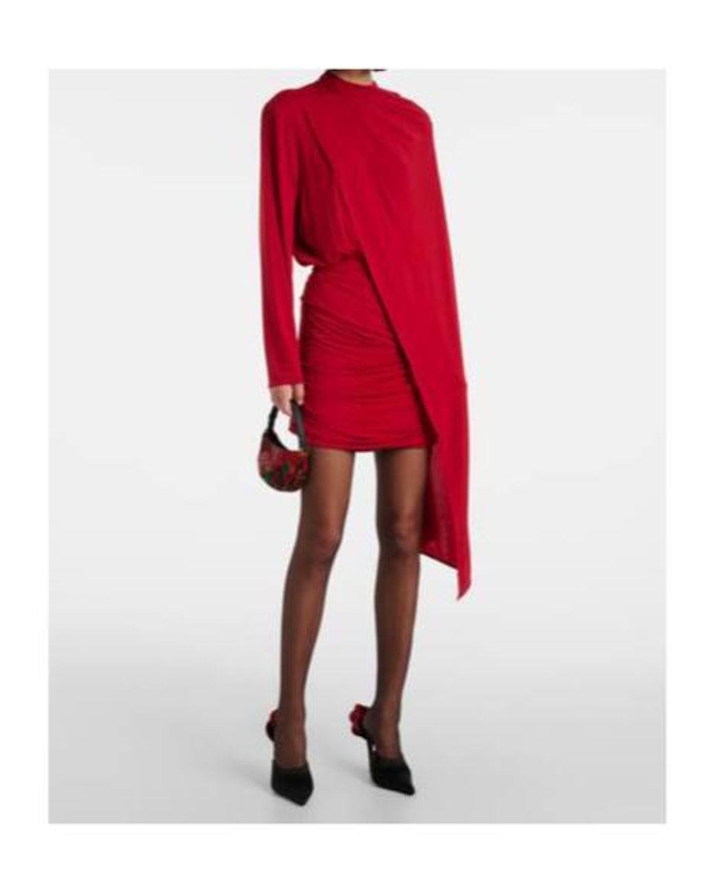 Magda Butrym Red Caped Cupro-Blend Minidress