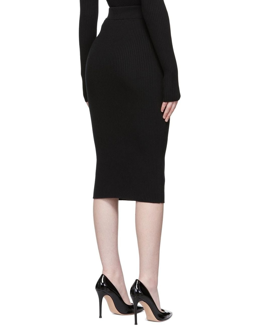 Versace Jeans Blue Couture Ribbed Knit Midi Skirt