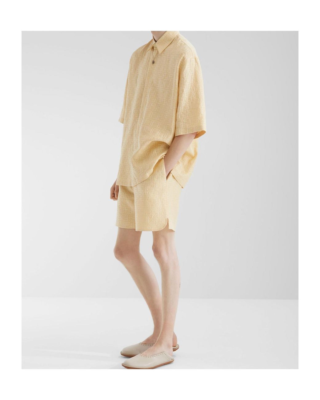 Fendi Natural Ff Jacquard Short-Sleeved Shirt for men
