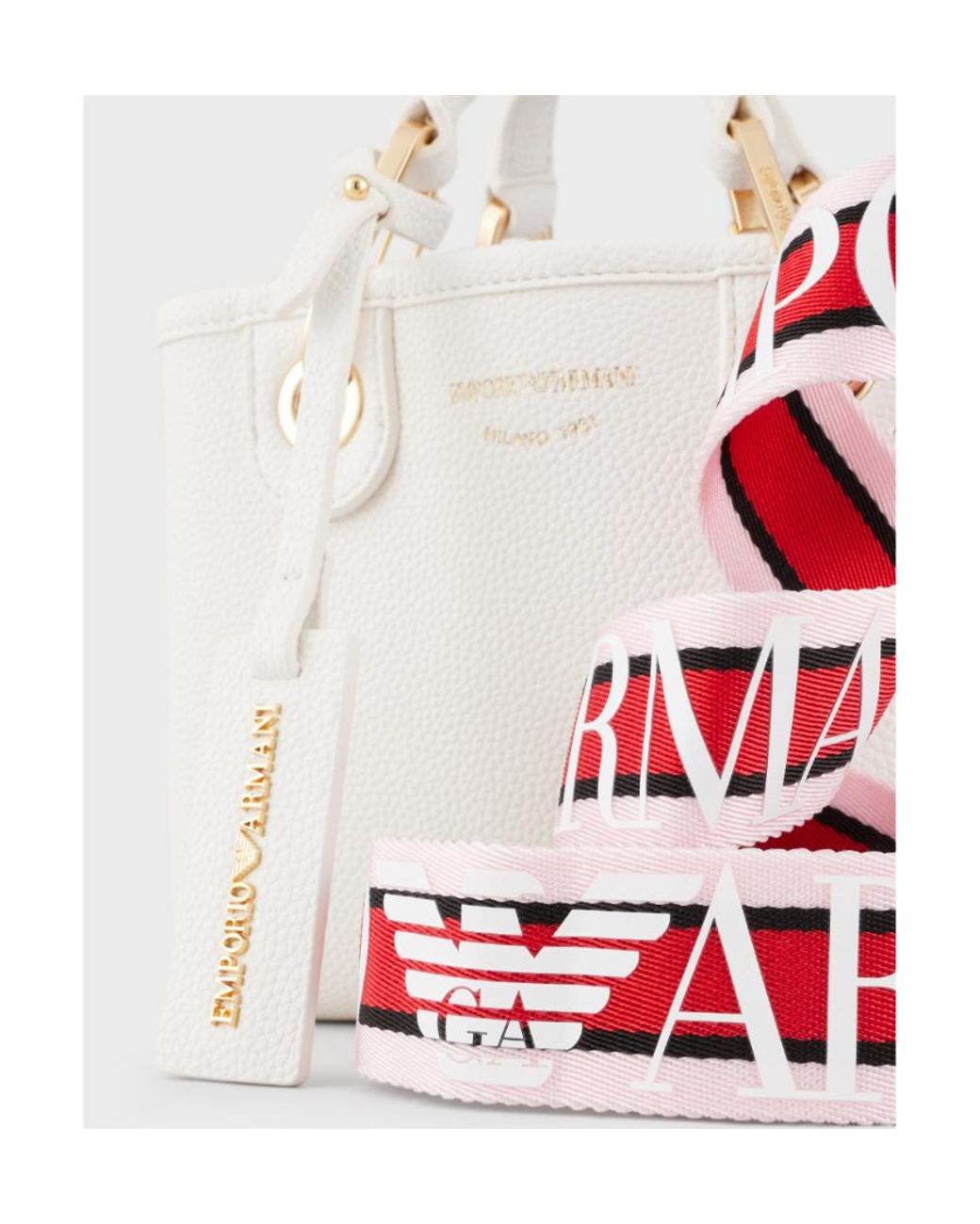 Emporio Armani White Logo Detailed Tote Bag