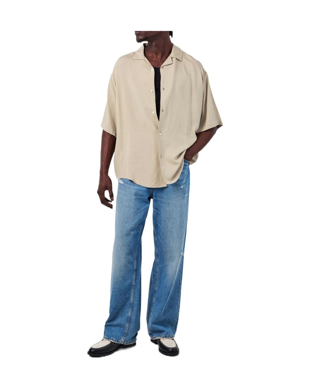 AMI Natural Short-Sleeve Camp Collar Shirt for men