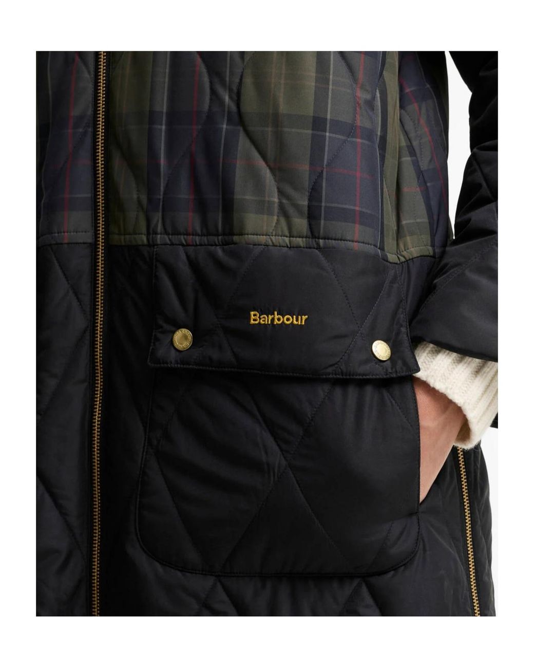 Barbour Black Osbourne Checked Quilted Jacket