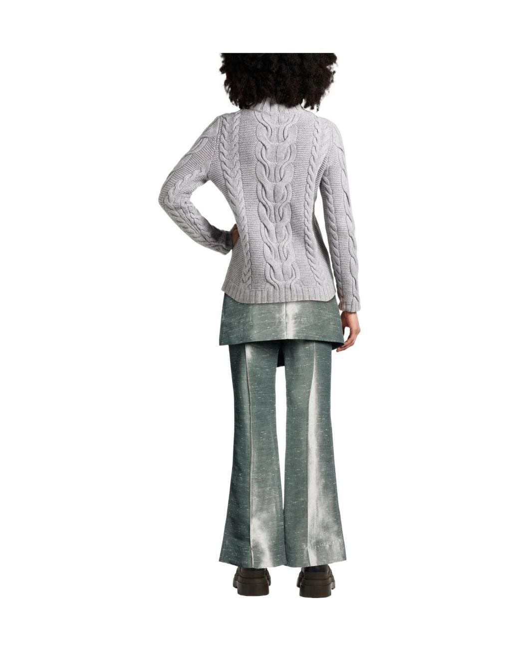Ganni Gray Solid Wide-Leg Trousers