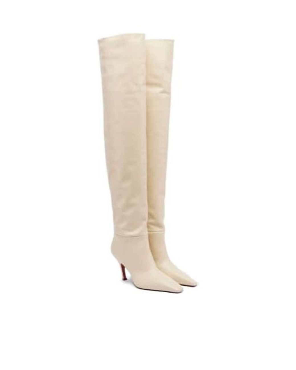 AMINA MUADDI White Leather Over-The-Knee Boots