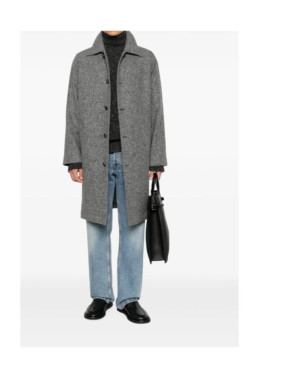 Eleventy Gray Button-Fastening Wool-Blend Coat for men