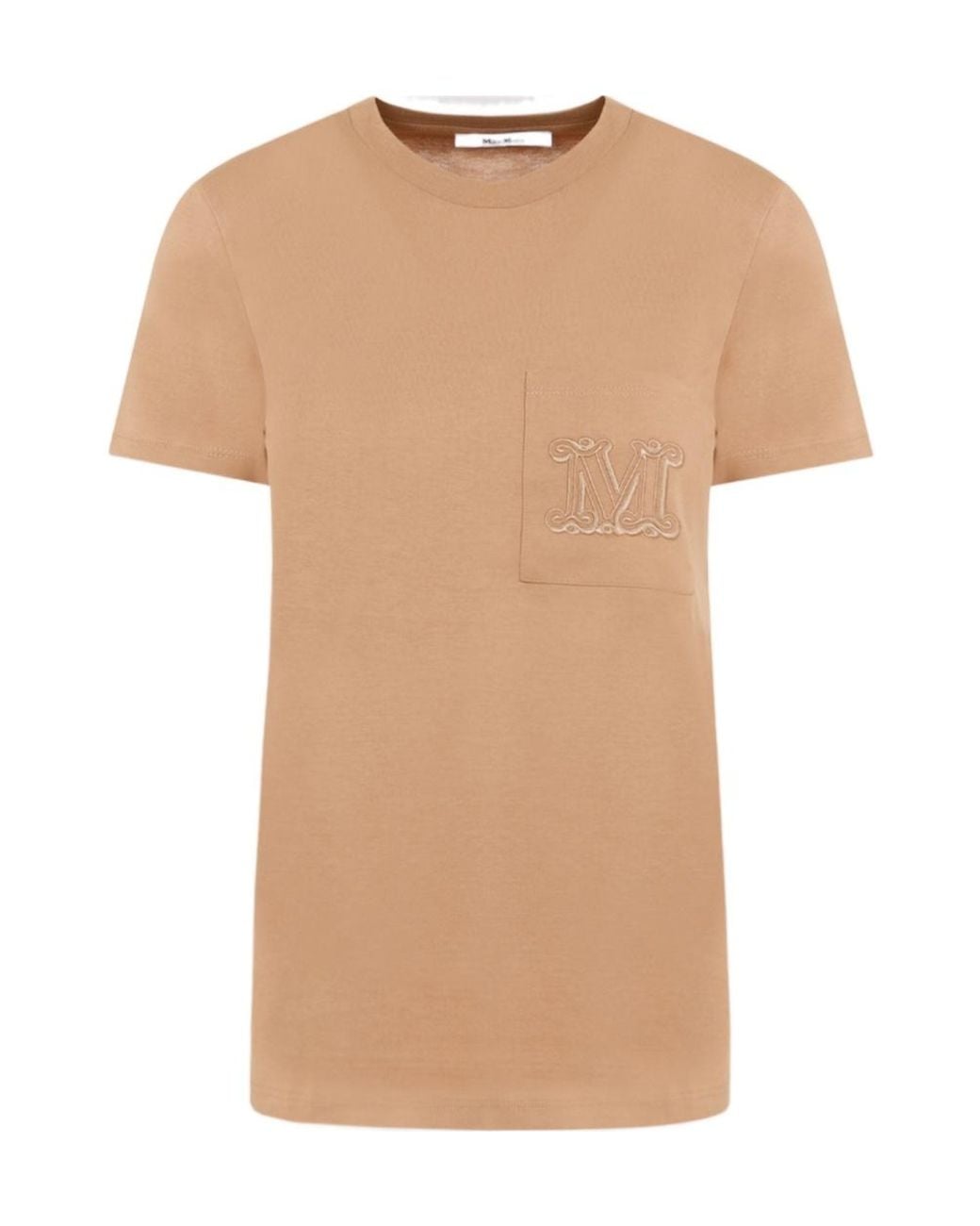 Max Mara Natural Papaia Logo Embroidered Crewneck T-Shirt