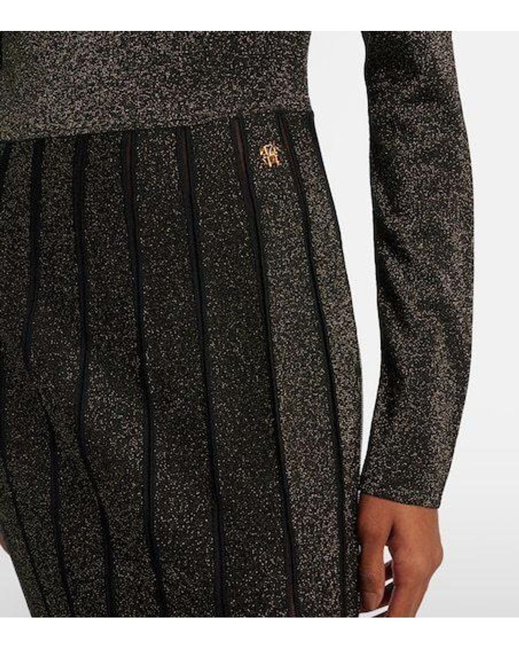 Roberto Cavalli Black Glitter Pleated Gown