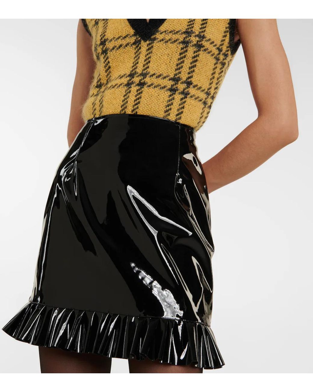 Alessandra Rich Black Faux Leather Miniskirt