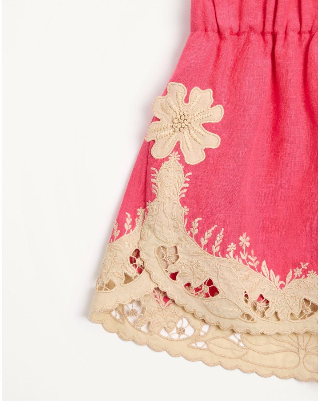 Valentino Pink Embroidered Couture Linen Shorts