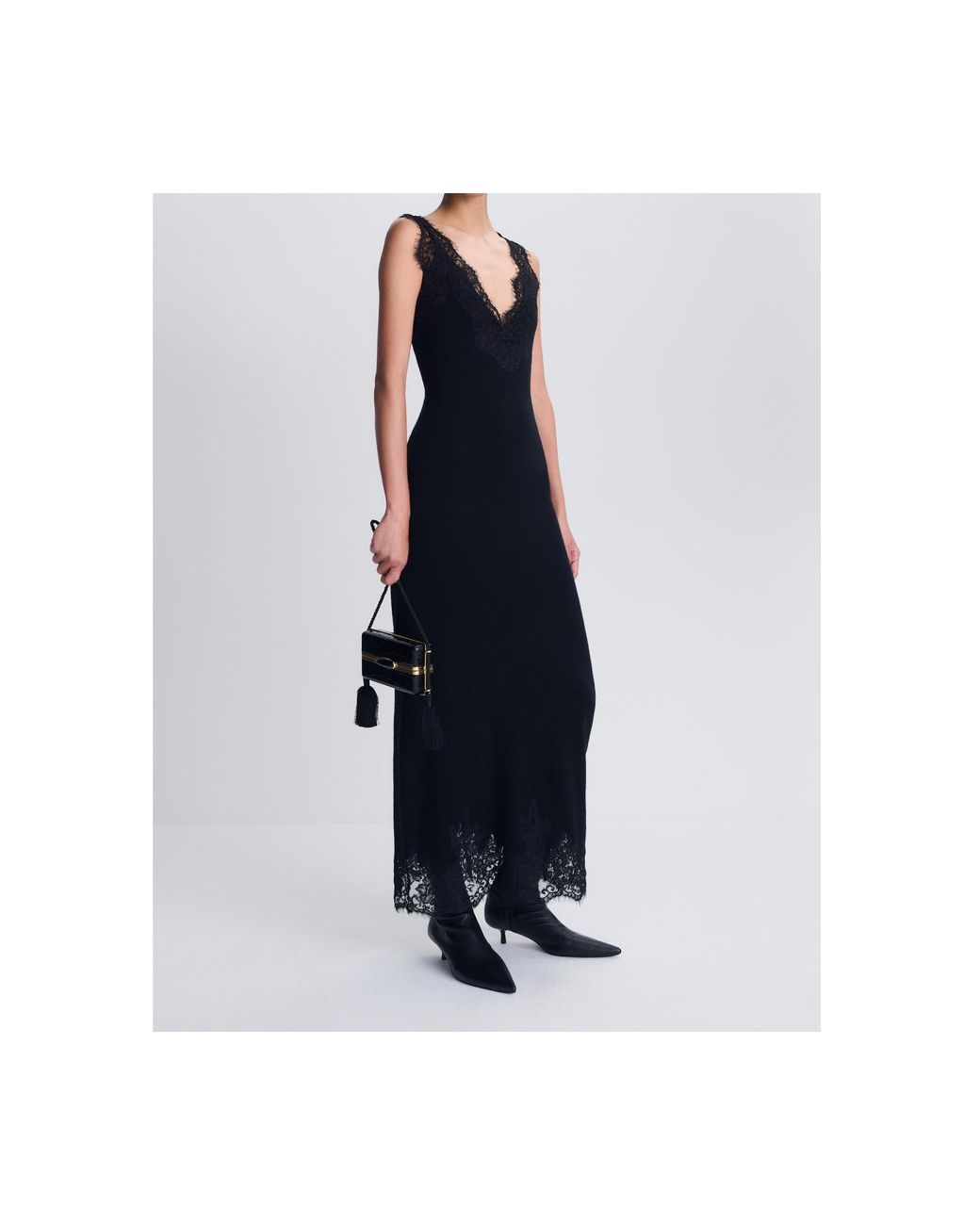 Jonathan Simkhai Black Lace And Cashmere Midi Dress