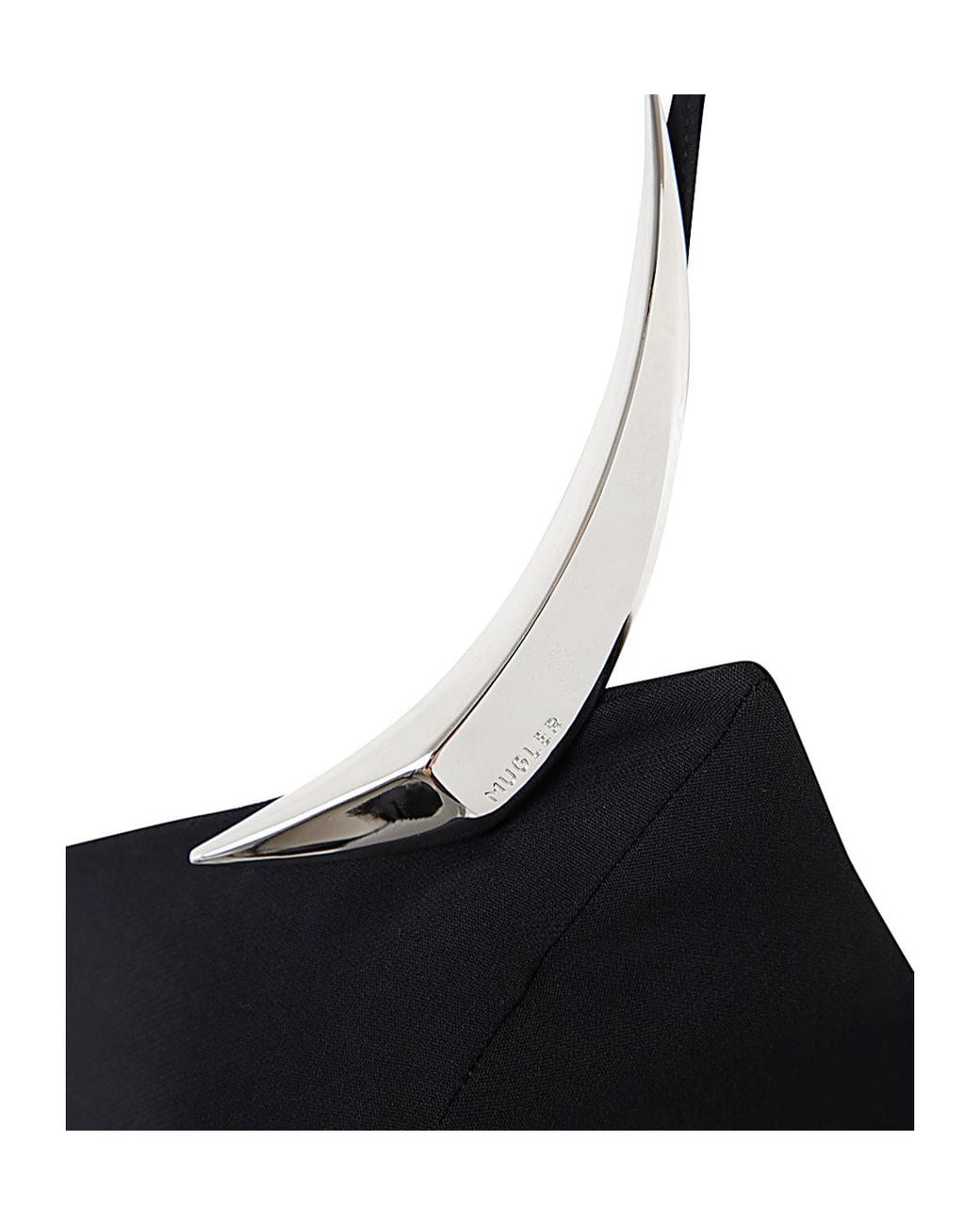 Mugler Black ミュグレー メタリックディテール スリットドレス