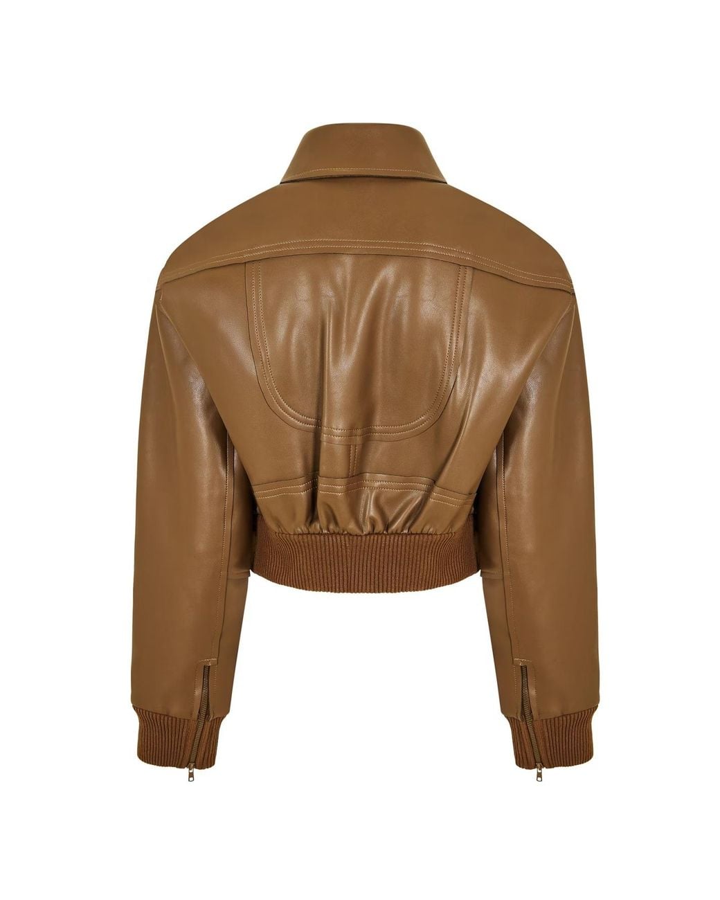 Norma Kamali Brown Short Leather Jacket