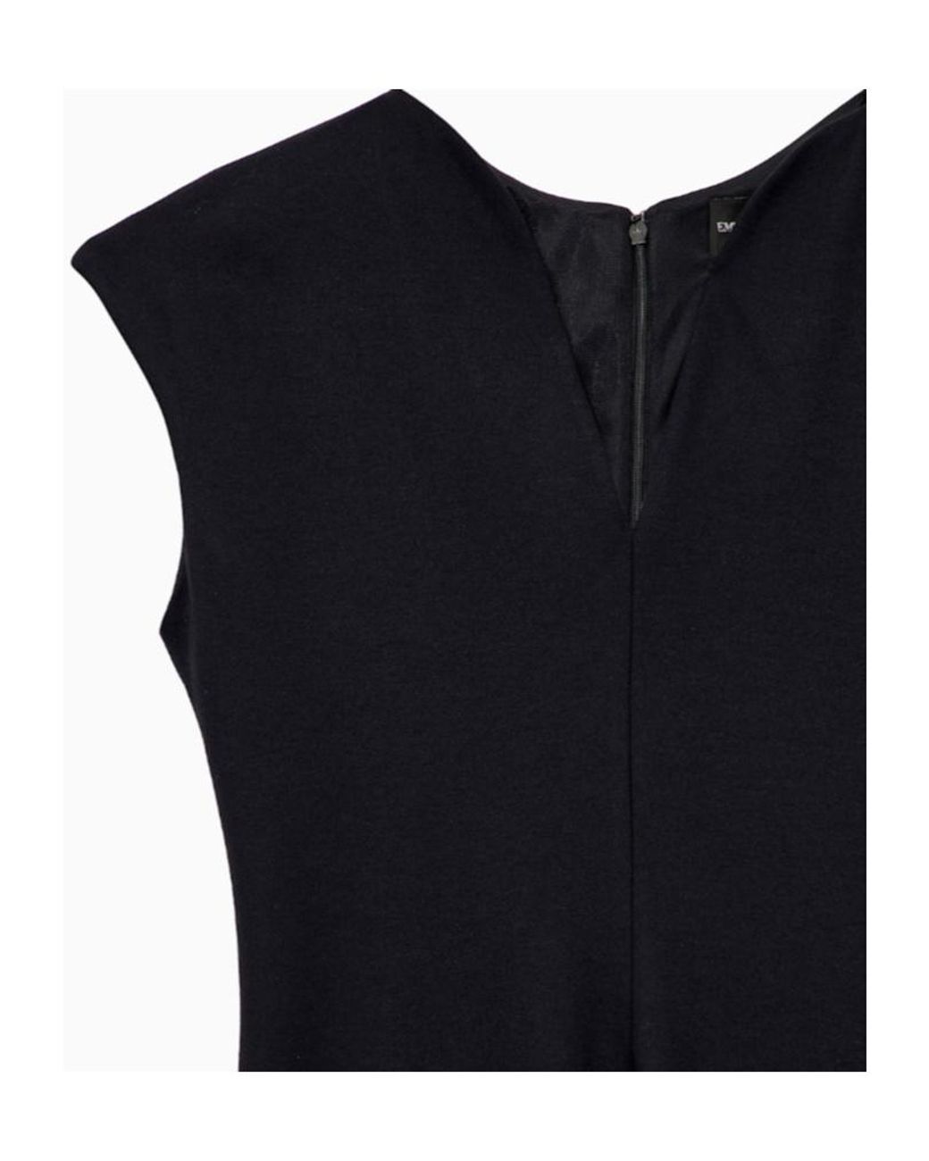 Emporio Armani Black V-Neck Cap-Sleeve Dress