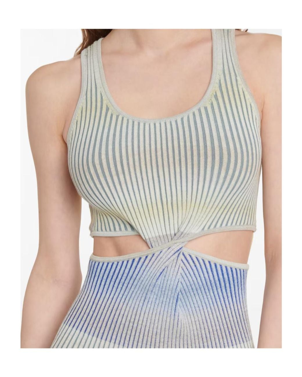 Jonathan Simkhai Blue Striped Cutout Dress