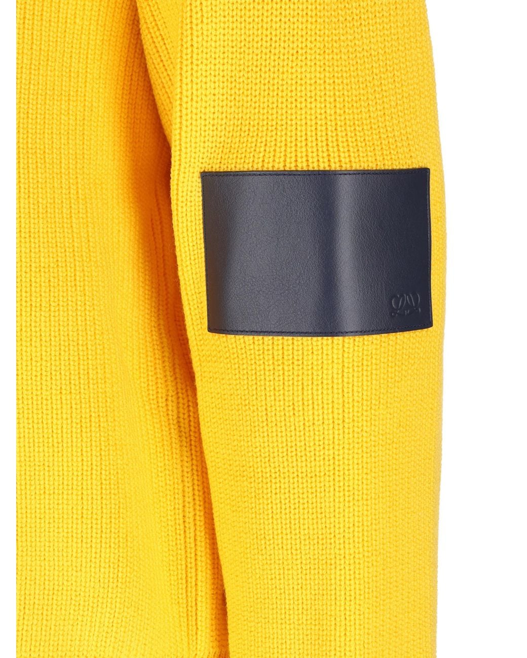 Loewe Yellow Zip-Neck Patch Knitted Sweater