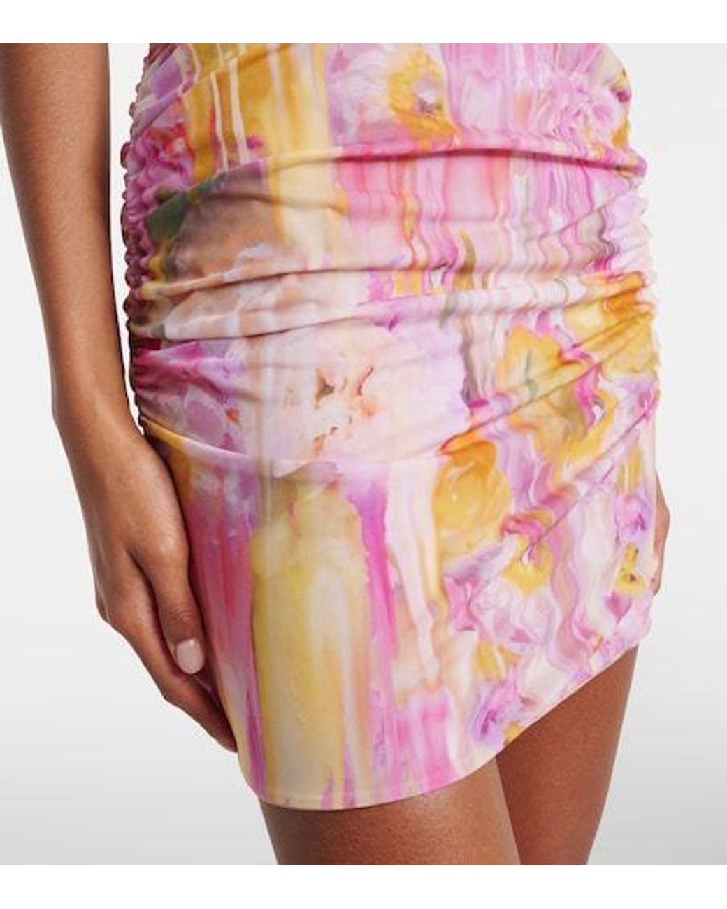Blumarine Pink Floral-Appliqué Printed Jersey Minidress