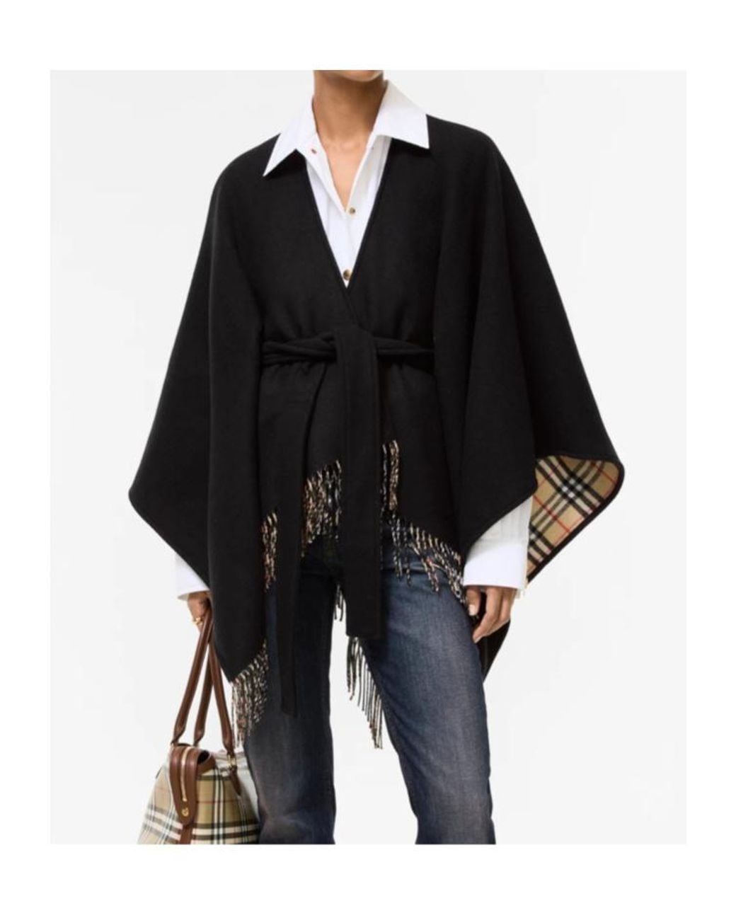Burberry Black Wool Tay Cape